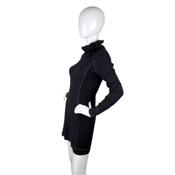 Prana Black and Gray Striped Knit Mini Dress Size Small - Picture 2 of 8